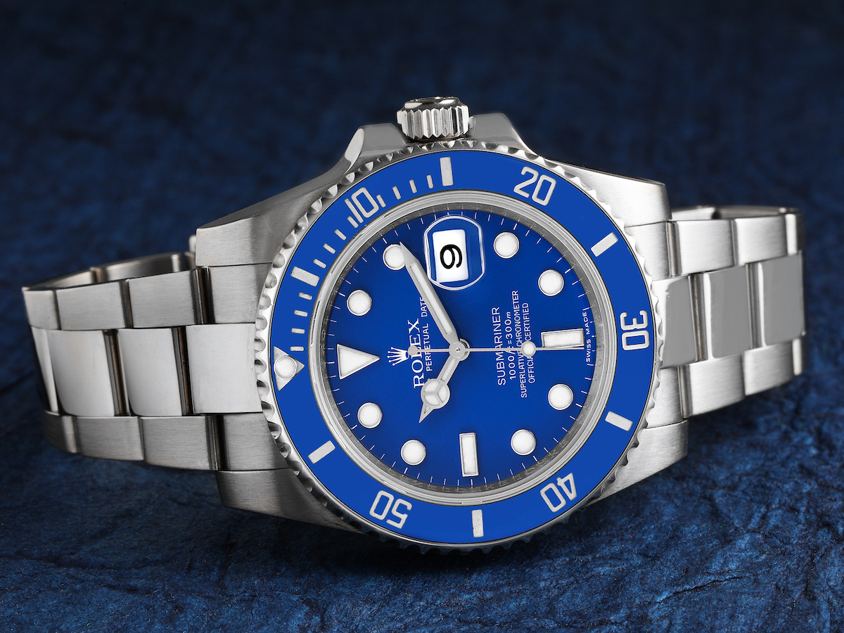 Watch Exchange - Rolex 116619 “SMURF” Rolex Oyster Perpetual Submariner  Date 40mm 18K white gold case, blue time lapse Cerachrom bezel, blue dial,  and Oyster Glidelock bracelet . Contact us via DM