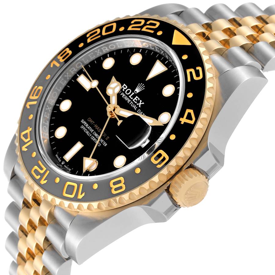 Rolex GMT Master II Yellow Gold Steel Grey Bezel Mens Watch 126713