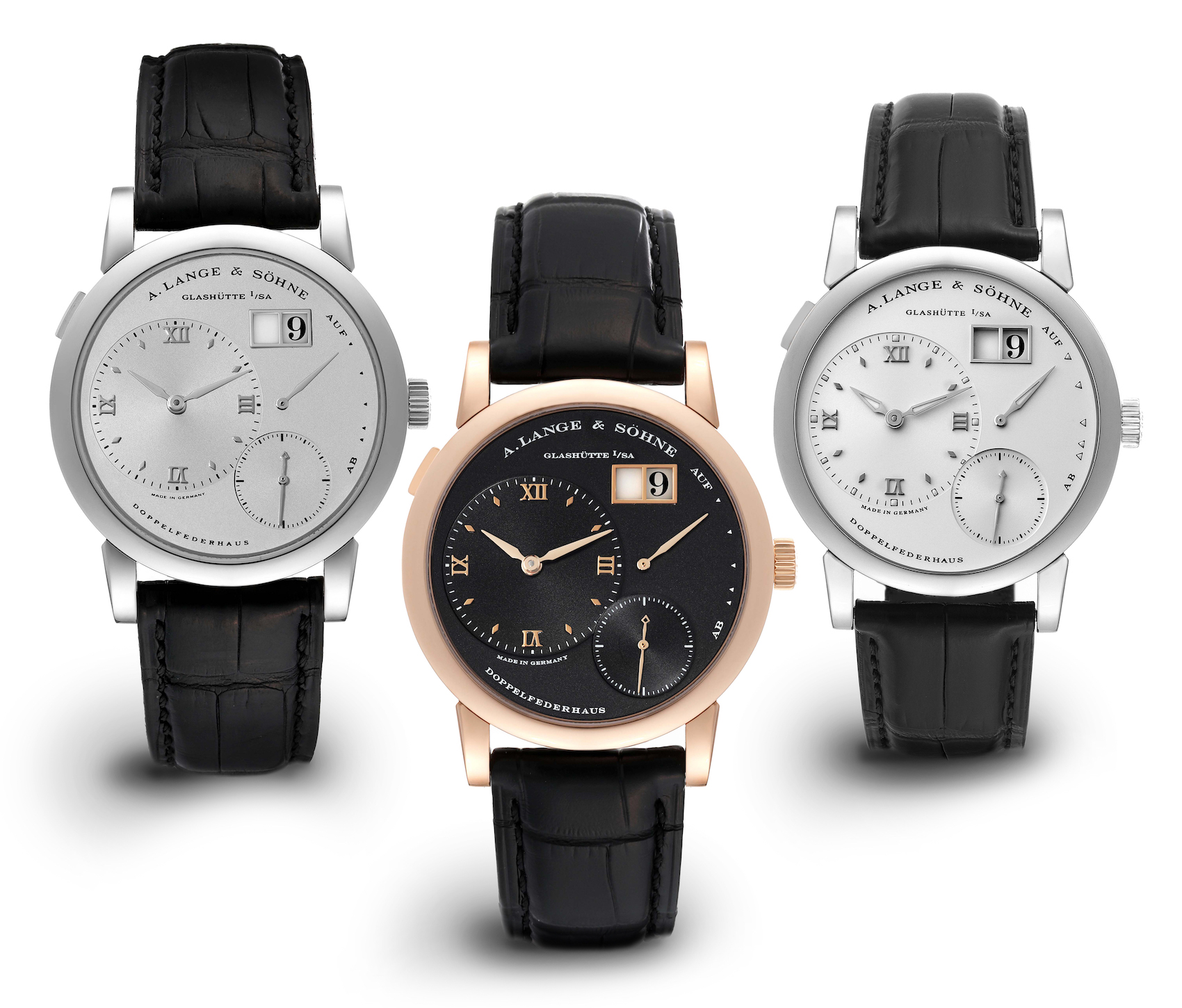 A. Lange & Sohne Lange 1 Platinum, Rose Gold, and White Gold Watches