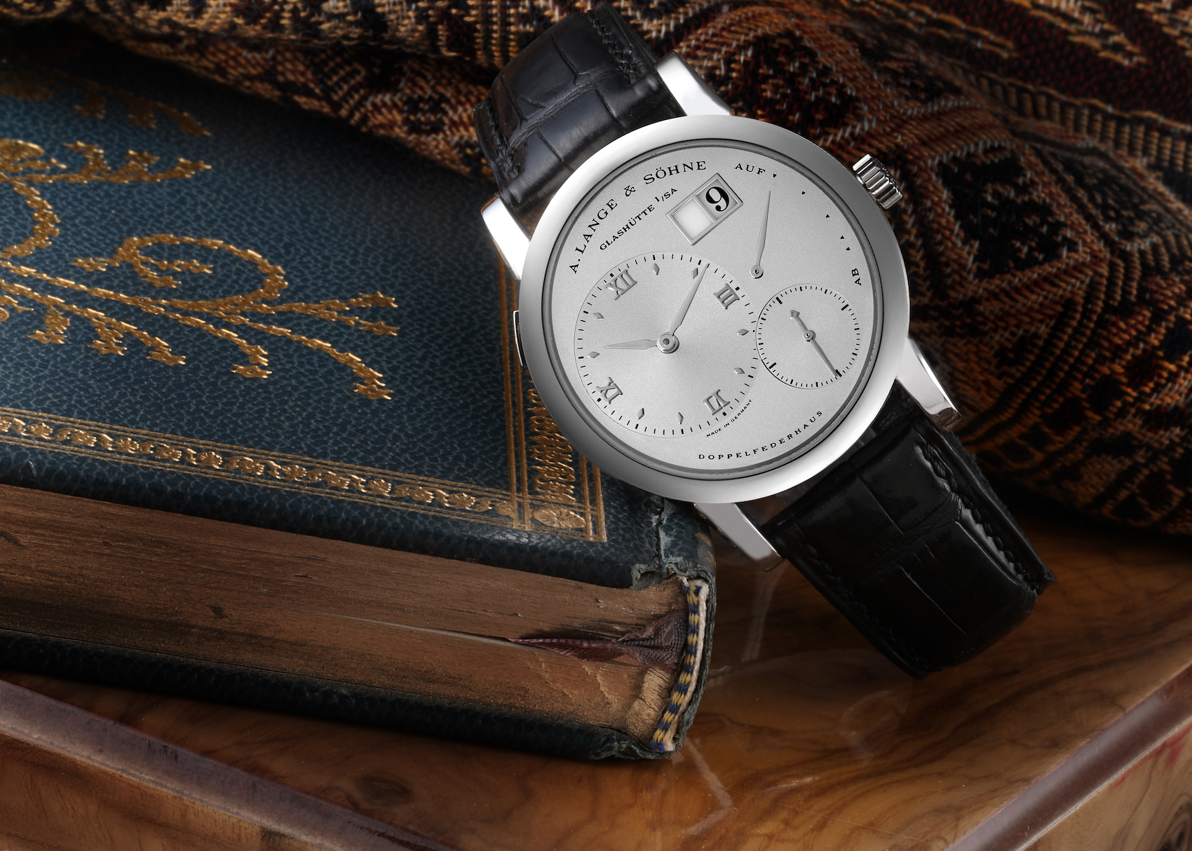 A. Lange and Sohne Lange 1 Silver Dial Platinum Mens Watch 101.025