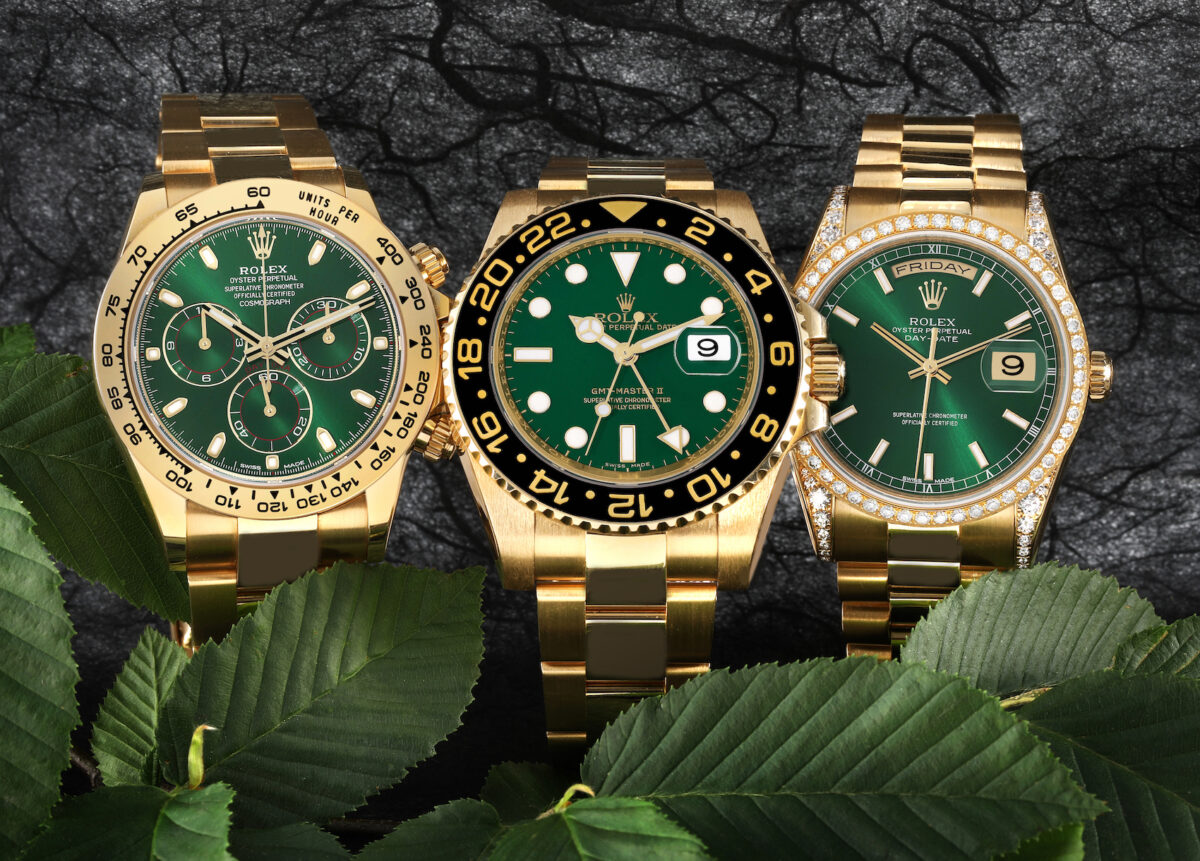 Rolex Watches in Yellow Gold and Green