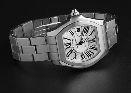 Cartier Roadster Stainless Steel Silver Arabic Dial Mens Automatic Watch  2510 - Jewels in Time