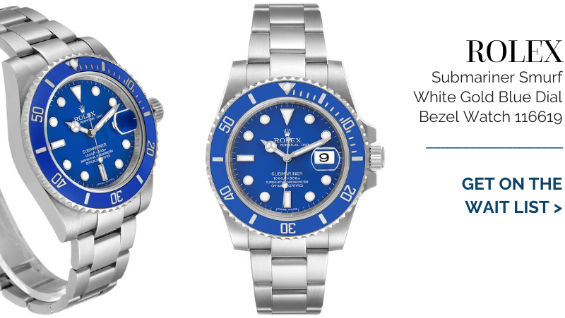 Rolex Submariner Smurf White Gold Blue Dial Bezel Watch 116619