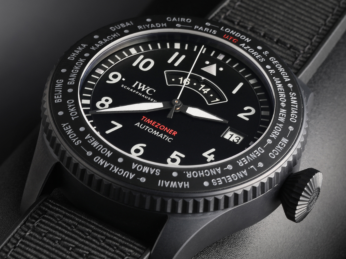 iwc pilot timezoner top gun ceratanium