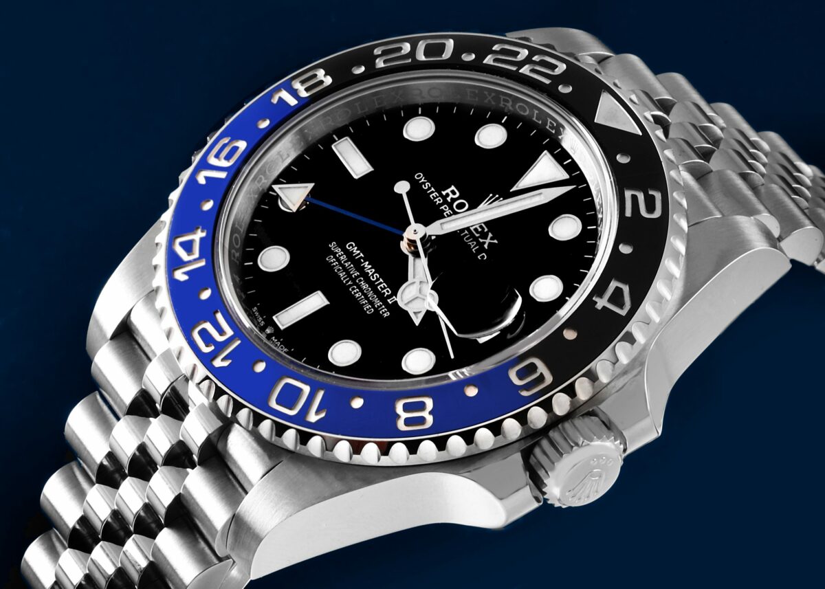 Rolex GMT Master II Black Blue Batgirl Jubilee Mens Watch 126710 BLNR