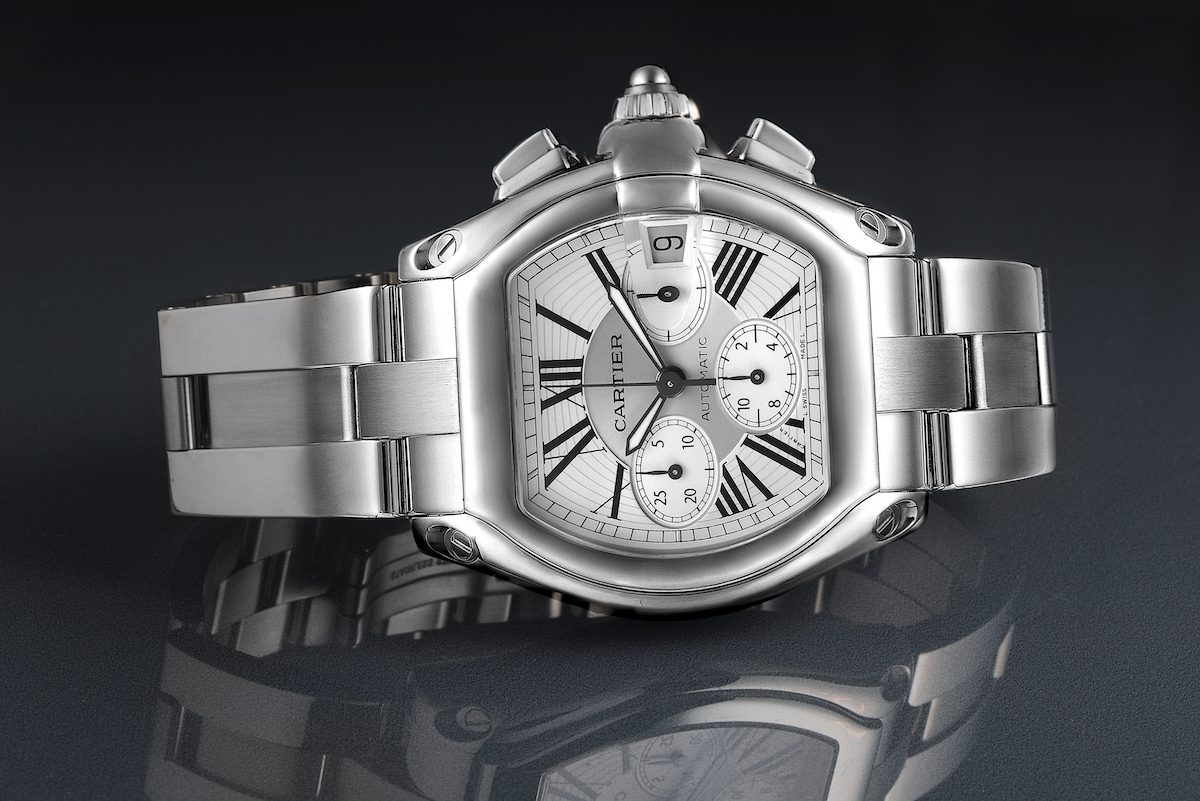 Cartier Roadster XL Chronograph Silver Dial Steel Mens Watch W62019X6