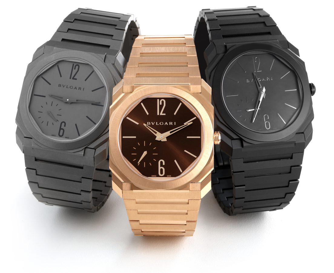 Bvlgari Octo Finissimo Extra Thin in Titanium, Rose Gold, and Black Ceramic white