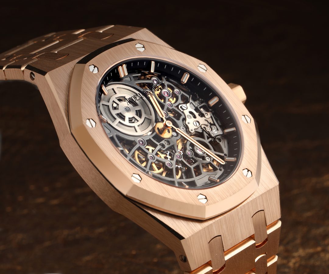 Audemars Piguet Royal Oak Jumbo Ultra -Thin Openworked 50th Anniversary Rose Gold Mens Watch 16204OR 