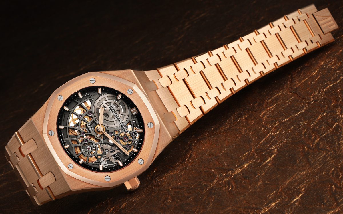 Audemars Piguet Royal Oak Jumbo Ultra -Thin Openworked 50th Anniversary Rose Gold Mens Watch 16204OR