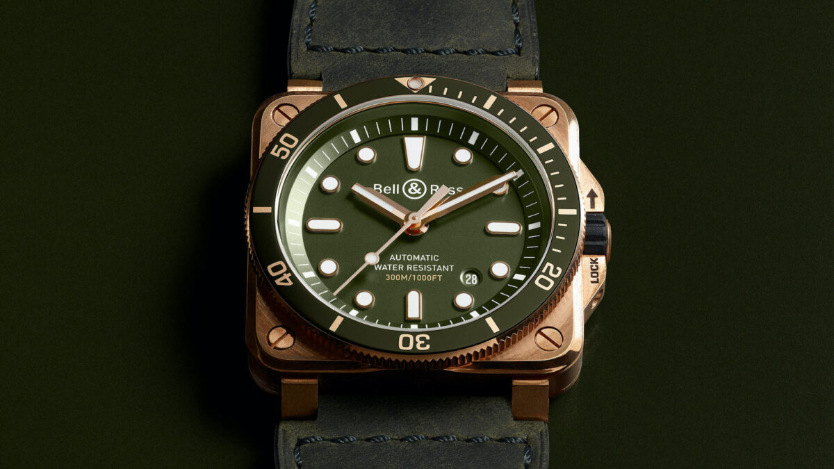 Bell & Ross Diver Green Dial Limited Edition Bronze Mens Watch BR0392