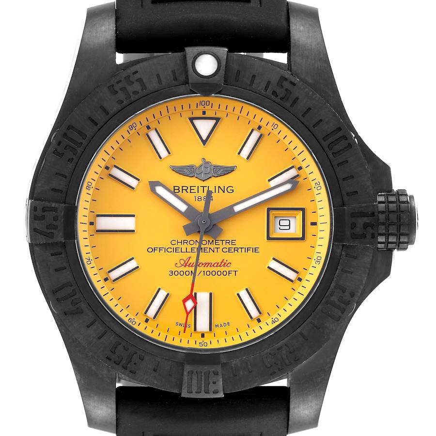 Breitling Avenger II Seawolf Cobra Yellow Limited Edition Blacksteel Watch M17331