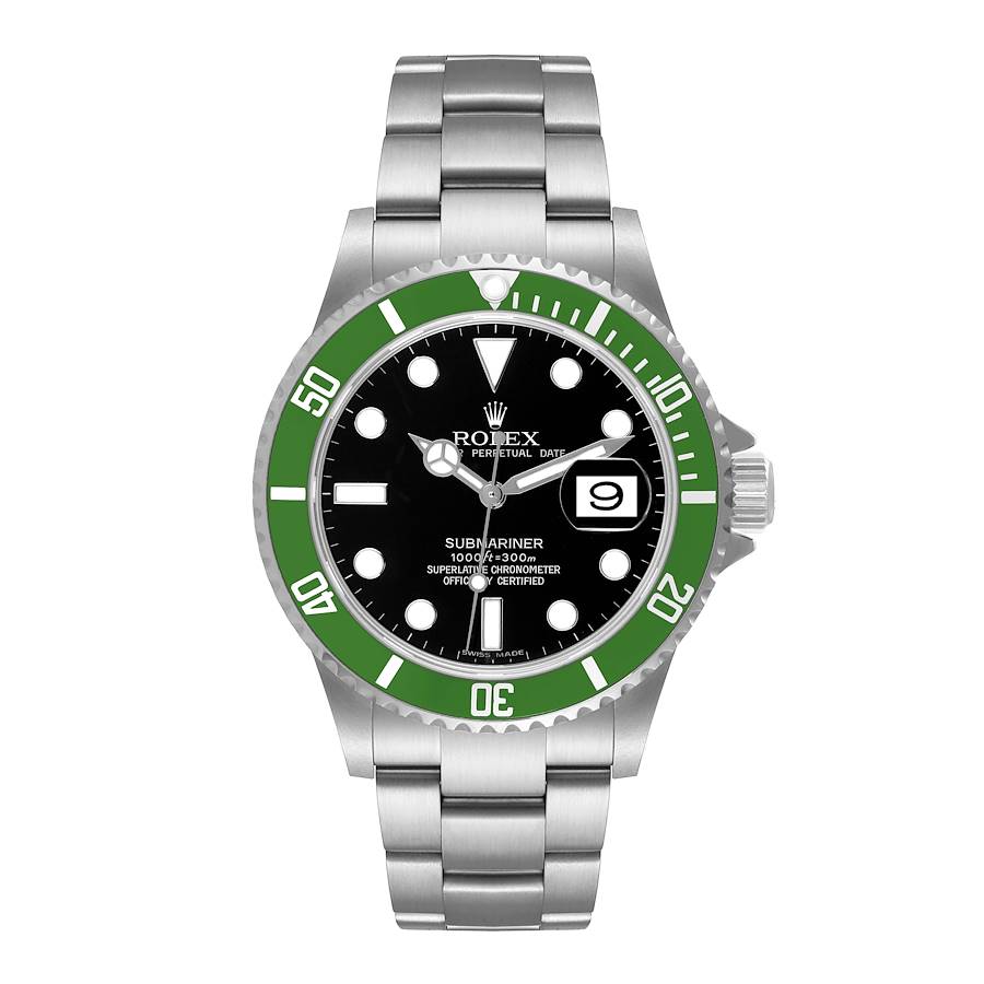 Rolex Submariner Kermit Green Bezel Steel Mens Watch 16610LV