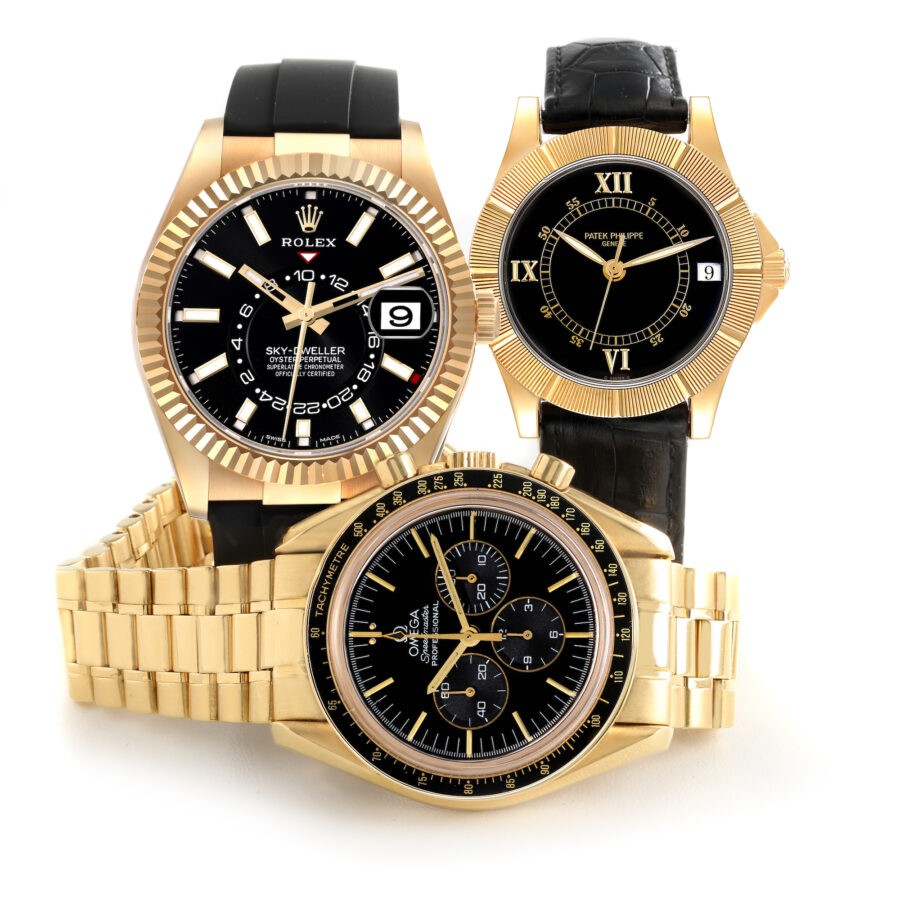 Black with gold watch sale