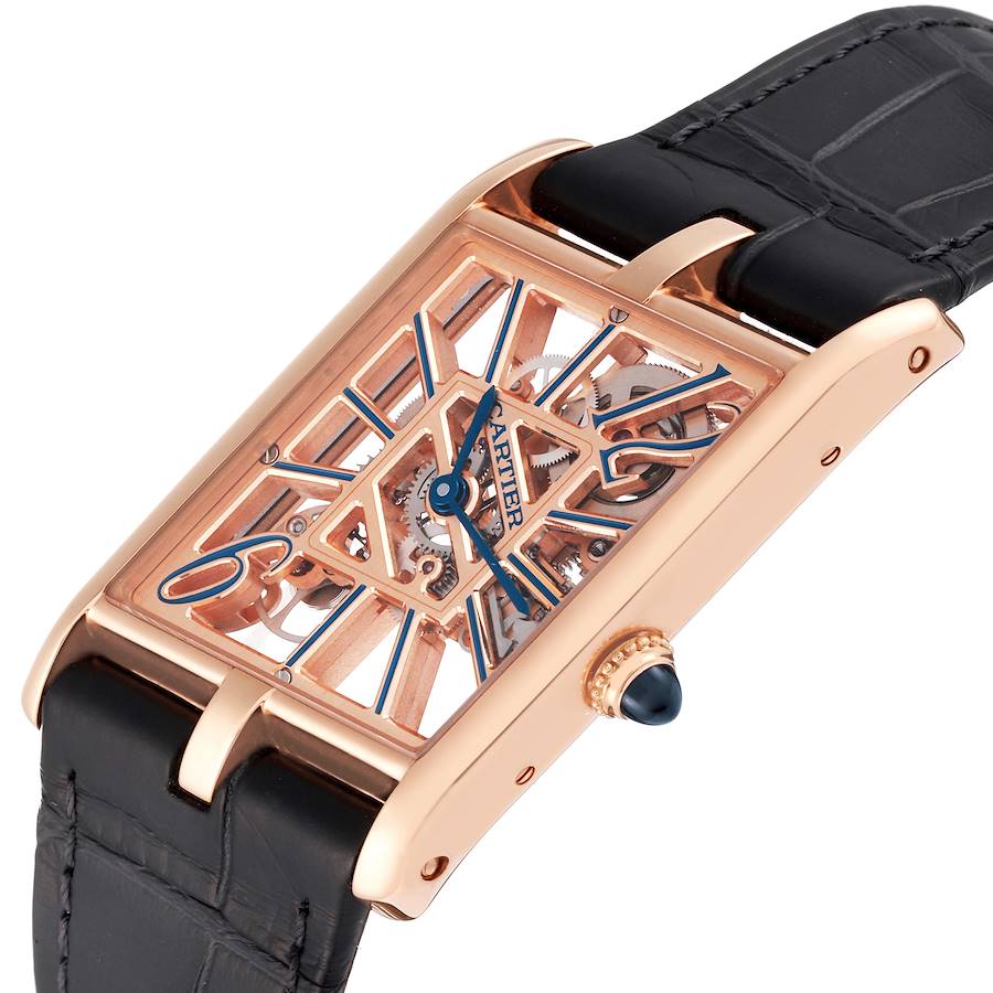 Cartier Tank Louis Asymetrique Skeleton Rose Gold Mens Watch WHTA0011