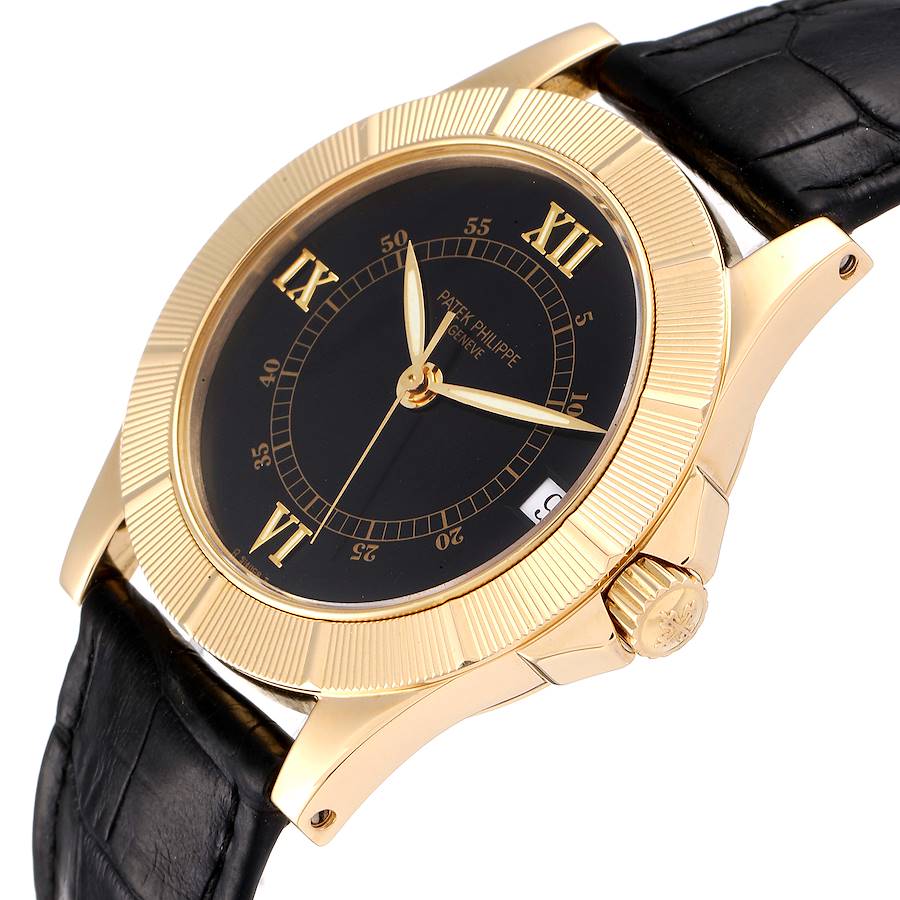 Patek Philippe Neptune Black Dial 18k Yellow Gold Mens Watch 5081