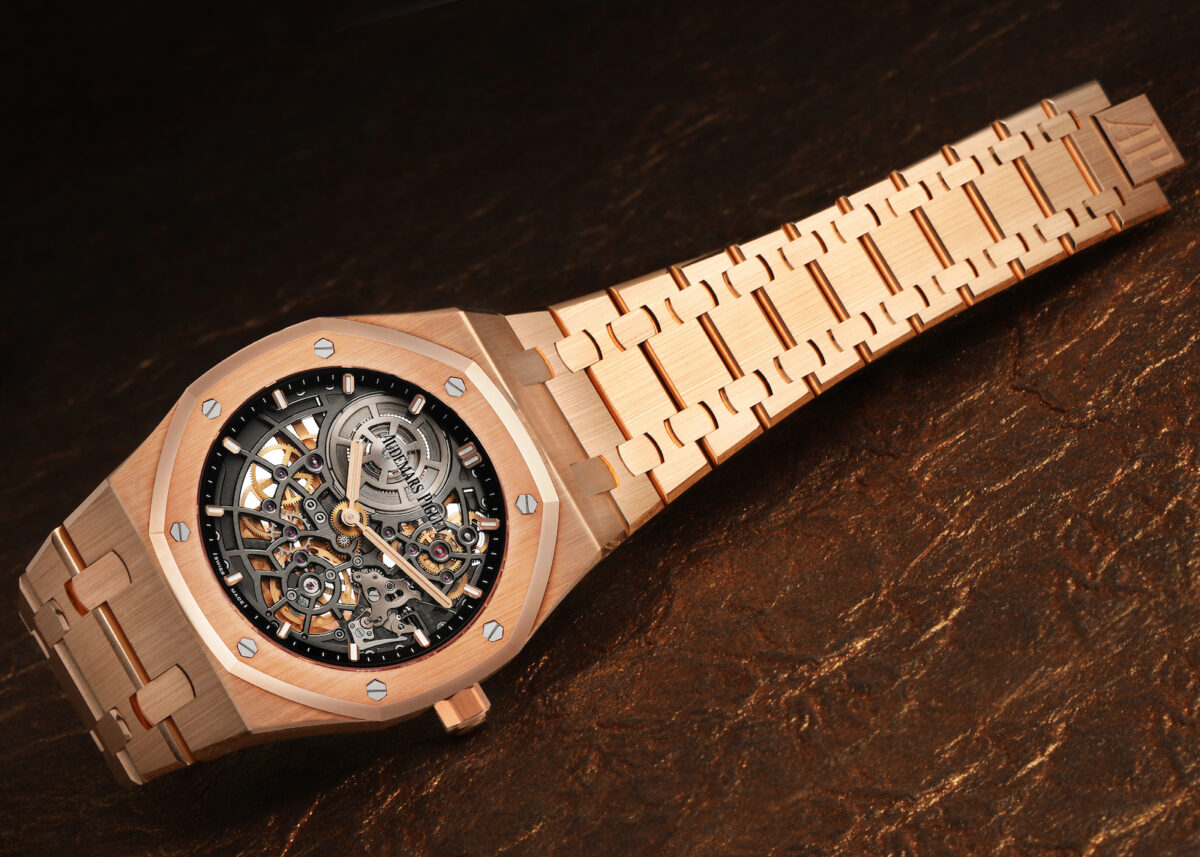 Audemars Piguet Royal Oak Jumbo Ultra -Thin Openworked 50th Anniversary Rose Gold Mens Watch 16204OR