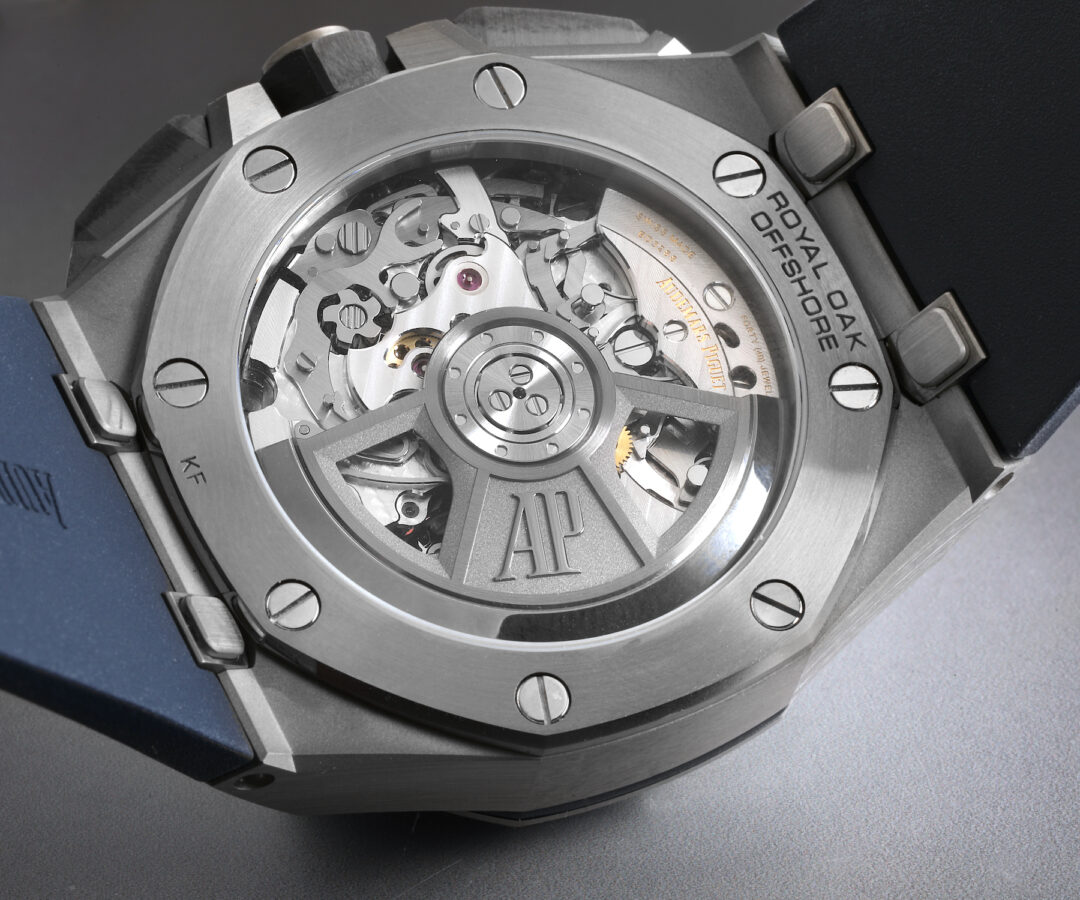 Audemars Piguet Royal Oak Offshore Titanium Blue Dial Mens Watch 26420 Caseback