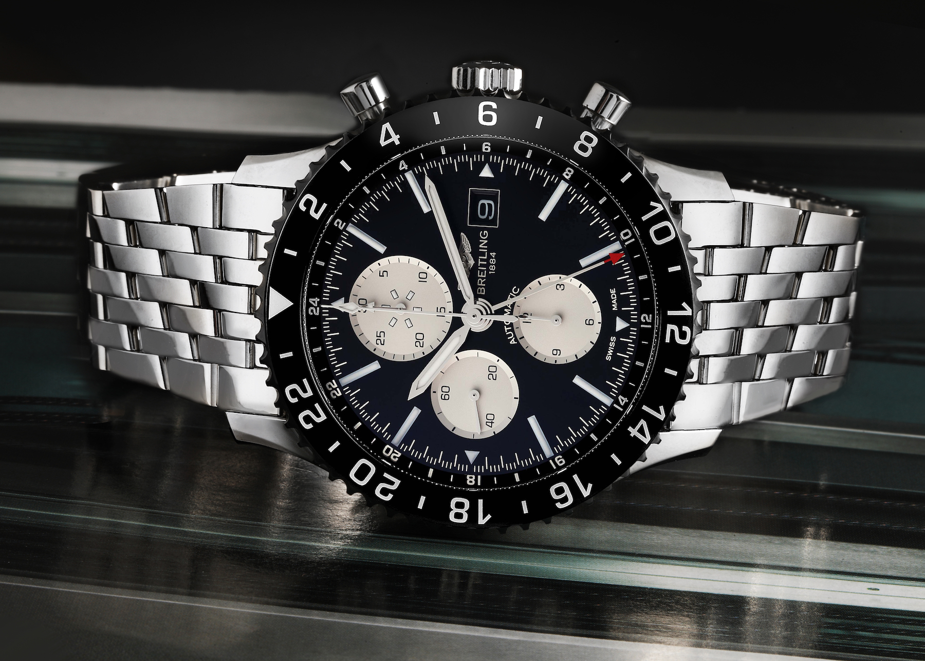 Breitling Chronoliner Black Dial Steel Y24310