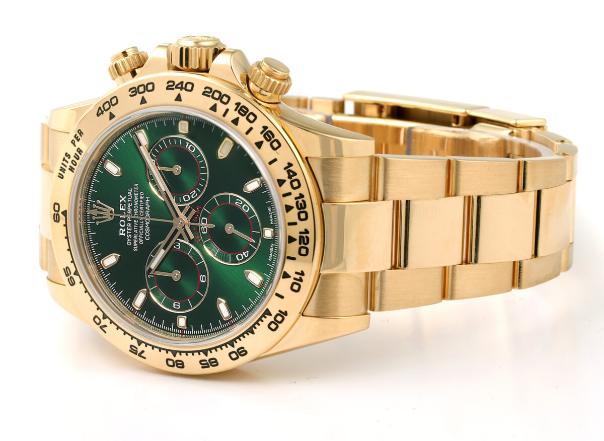 Rolex Daytona Yellow Gold Green Dial Mens Watch 116508