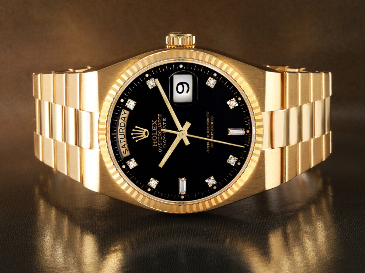 Rolex Oysterquartz President Day-Date Yellow Gold Diamond Watch 19018