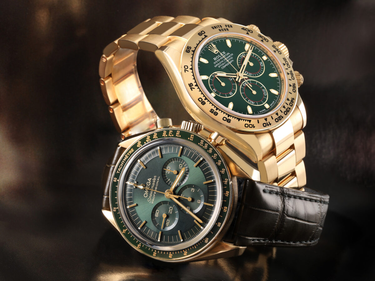 Yellow Gold Green Dial Chronographs