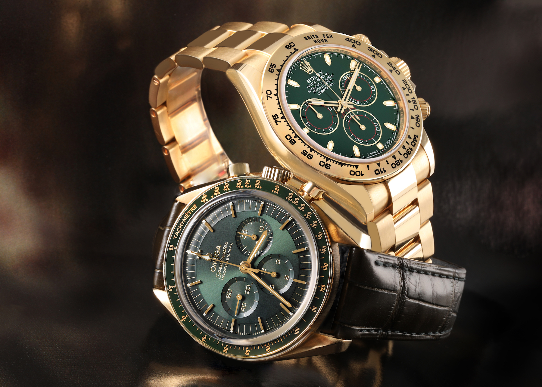 Yellow Gold Green Dial Chronographs