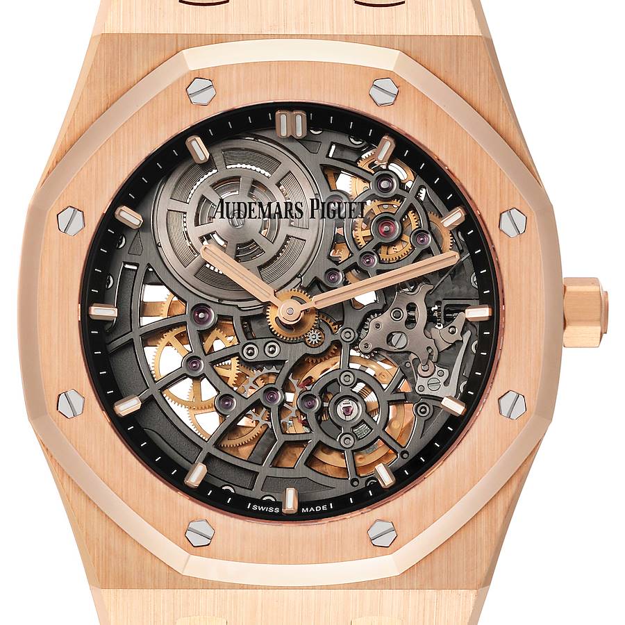 Audemars Piguet Royal Oak Jumbo Ultra -Thin Openworked 50th Anniversary Rose Gold Mens Watch 16204OR Unworn