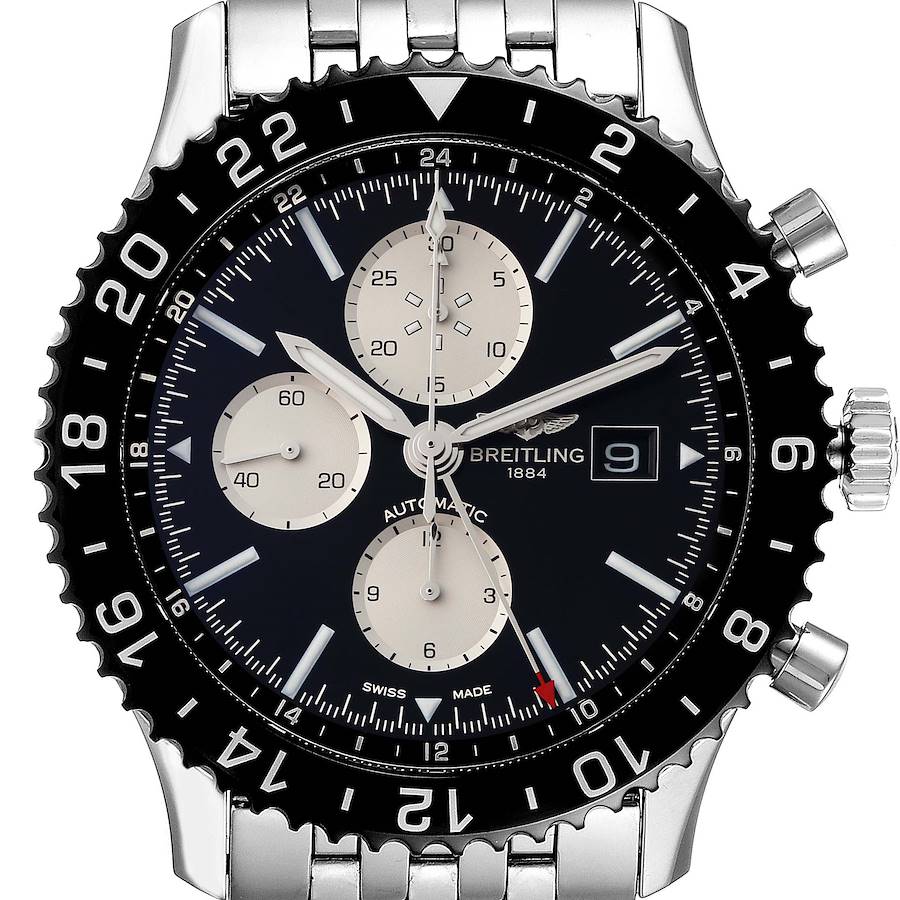 Breitling Chronoliner Black Dial Steel Mens Watch Y24310