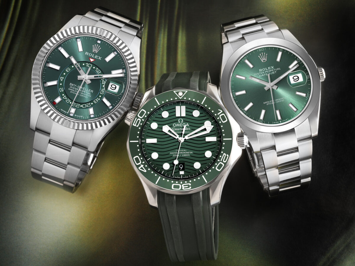 Mint Green Dial Watches - Rolex Sky Dweller, Omega Seamaster 300M and Rolex Datejust