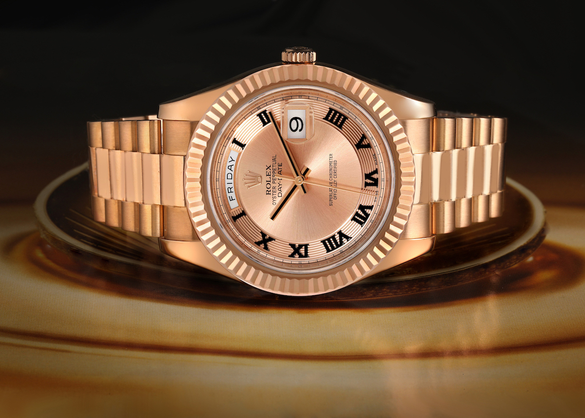 Rolex Day-Date II Everose Concentric Roman Dial Rose Gold Watch 218235