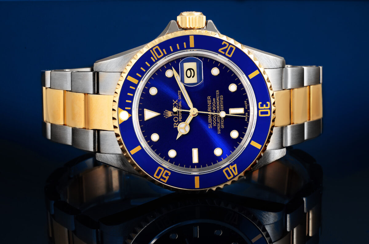 Rolex Submariner Blue Dial Steel Yellow Gold Mens Watch 16613