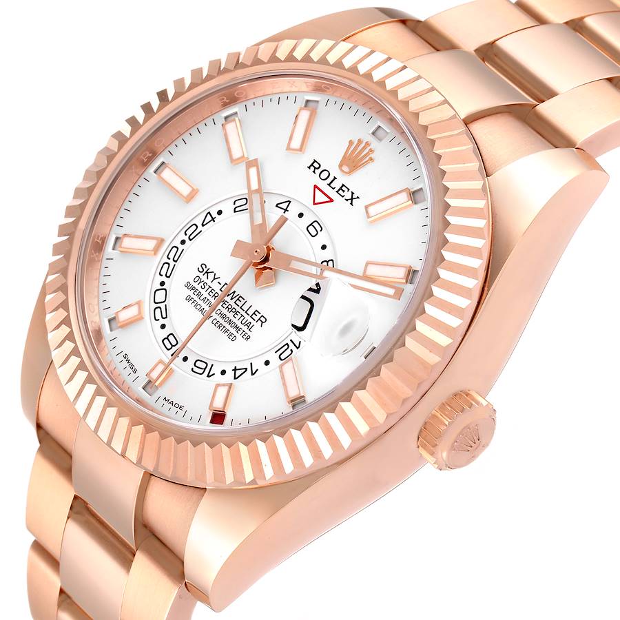 Rolex Sky-Dweller Rose Gold White Dial Mens Watch 326935