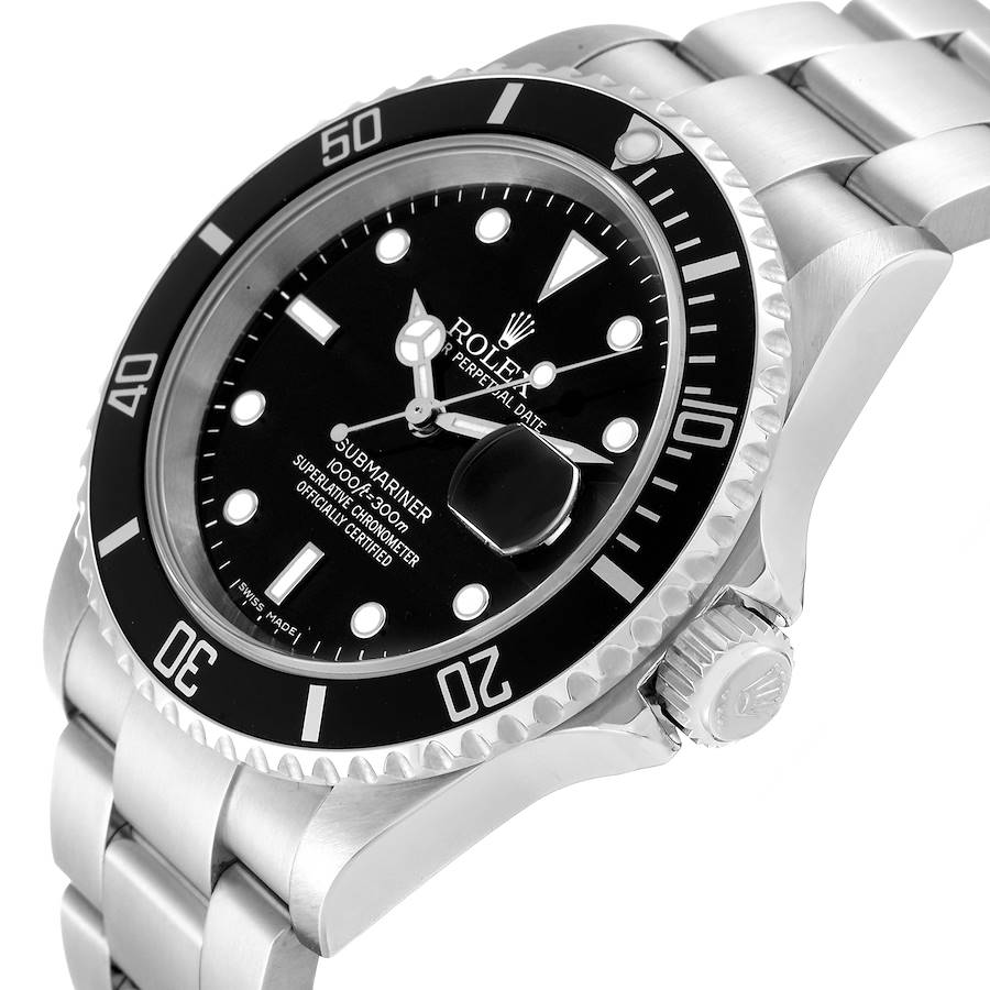 Rolex Submariner Date Black Dial Steel Mens Watch 16610