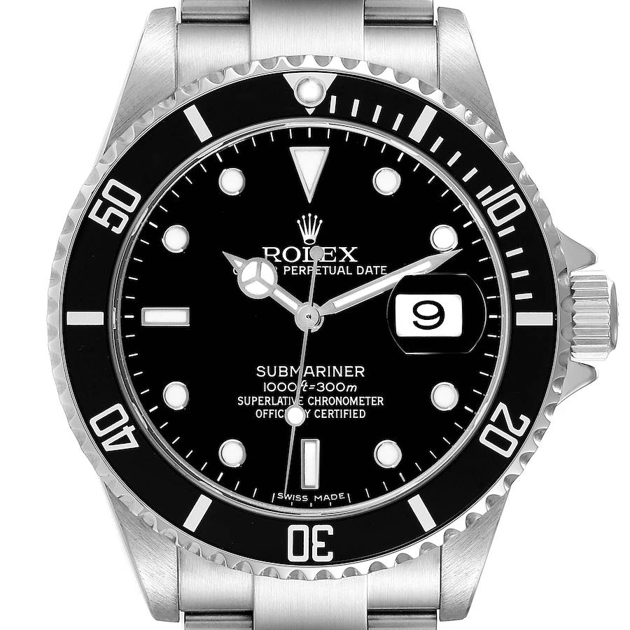 Rolex Submariner Date Black Dial Steel Mens Watch 16610