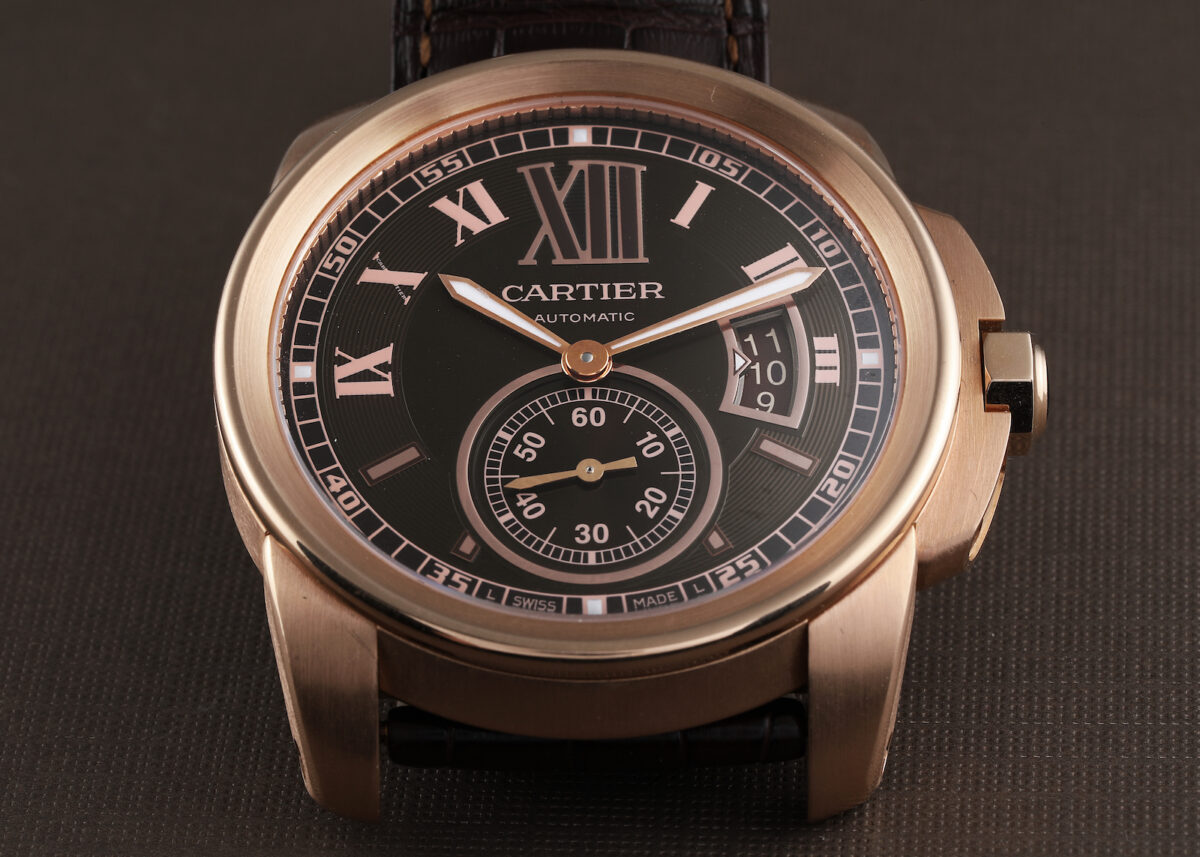 Cartier Calibre Rose Gold Brown Dial Automatic Mens Watch W7100007