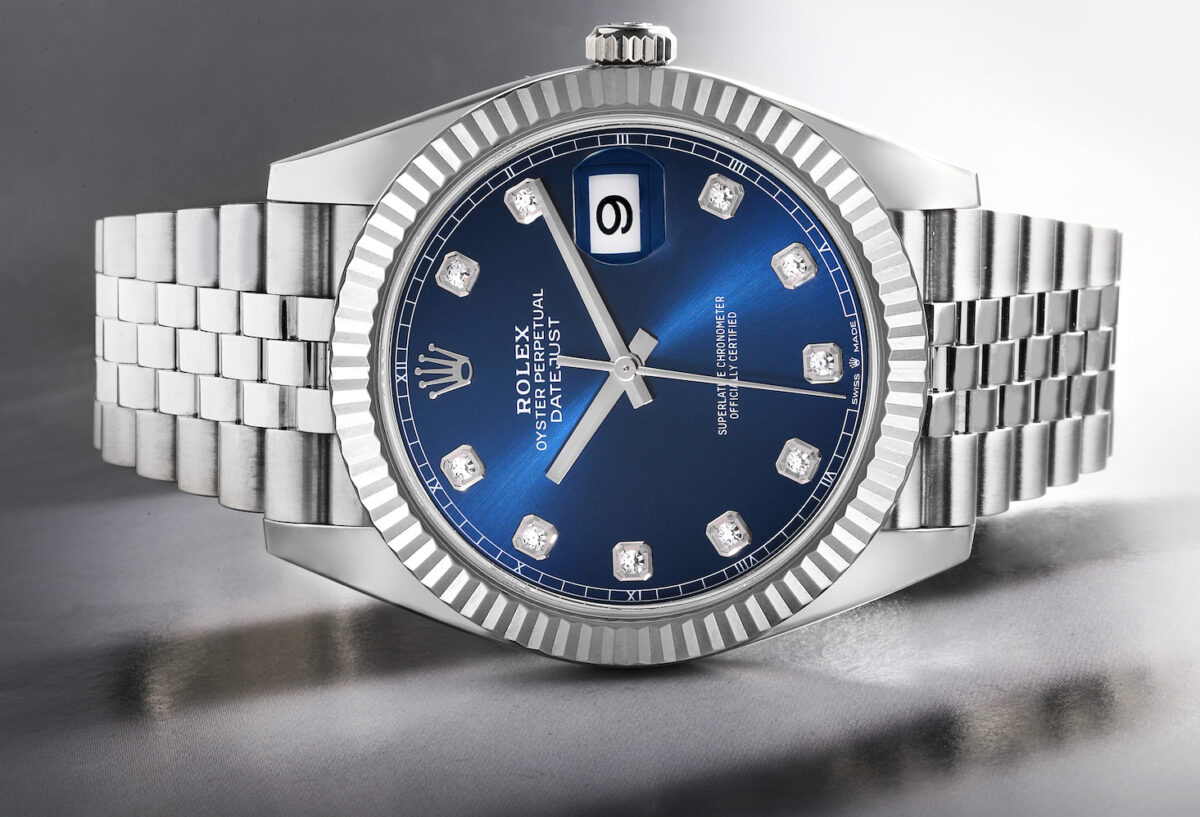 Rolex Datejust 41 Blue Diamond Dial Steel White Gold Mens Watch 126334