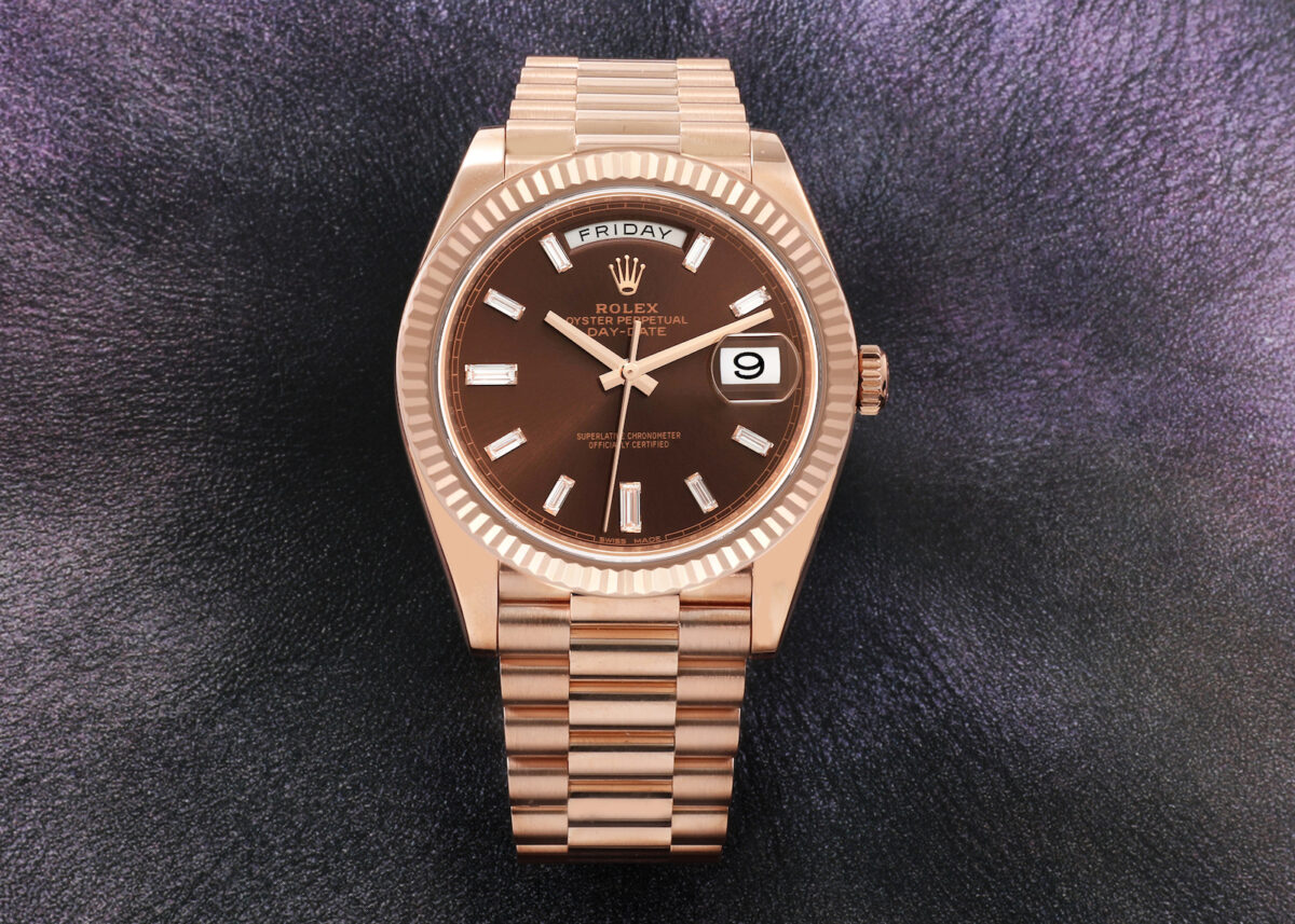 Rolex Day-Date 40 President Rose Gold Chocolate Dial Watch 228235