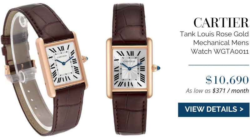 Cartier Tank Louis Rose Gold Mechanical Mens Watch WGTA0011