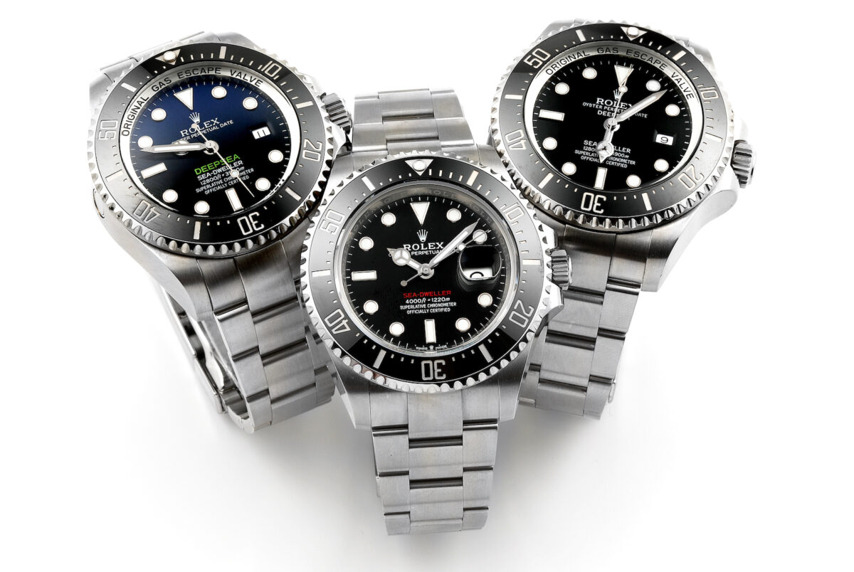 Rolex Sea-Dweller 50th Anniversary (center) with Deepsea D-Blue and Deepsea 44