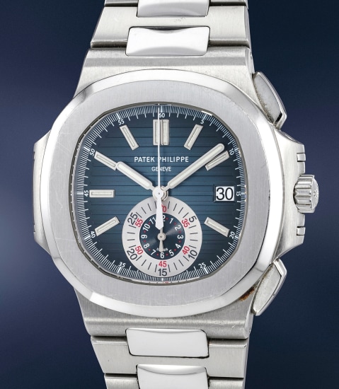 Patek Philippe Nautilus Chronograph Blue Dial Steel Mens Watch 5980/1A (photo: Phillips)