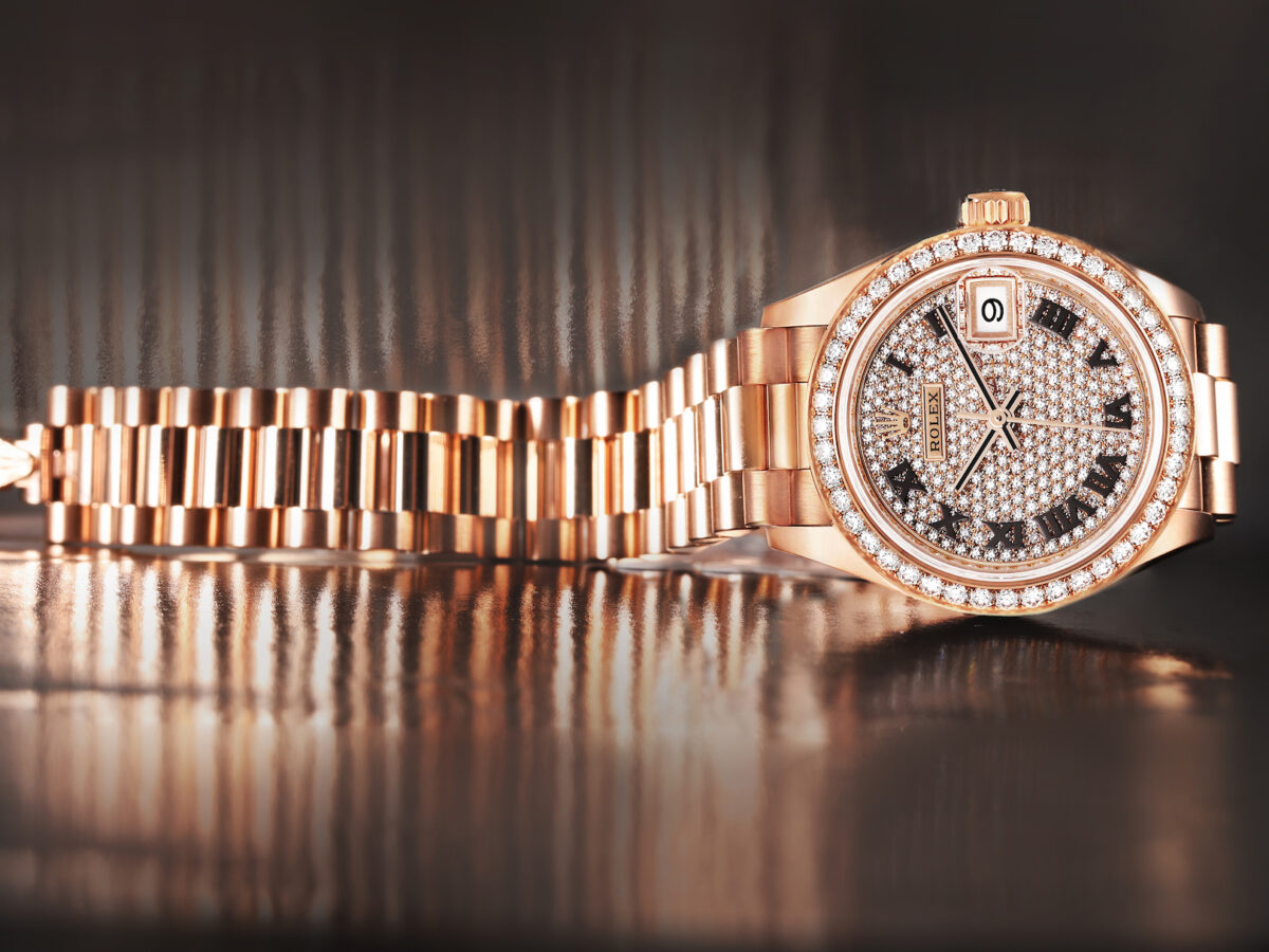 Rolex President 28 Rose Gold Pave Diamond Dial Ladies Watch 279135