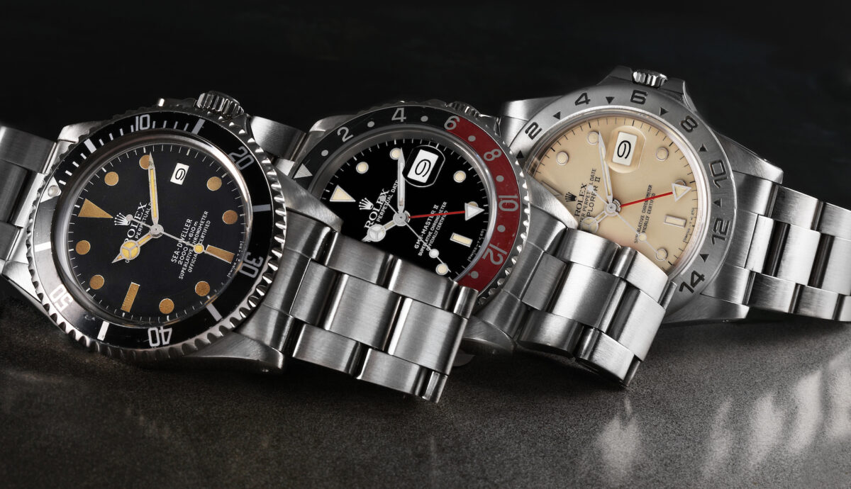 Rolex Sea-Dweller 1665 with Rolex GMT-Master 16710 and Rolex Explorer II 16550