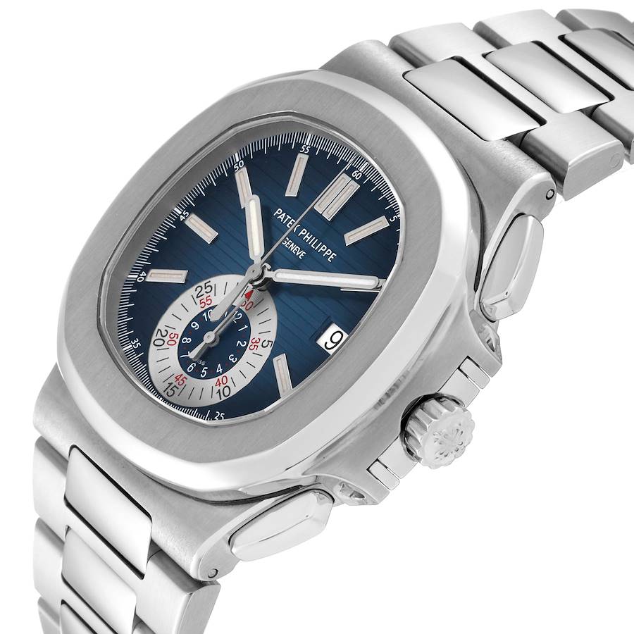 Patek Philippe Nautilus Chronograph Blue Dial Steel Mens Watch 5980/1A