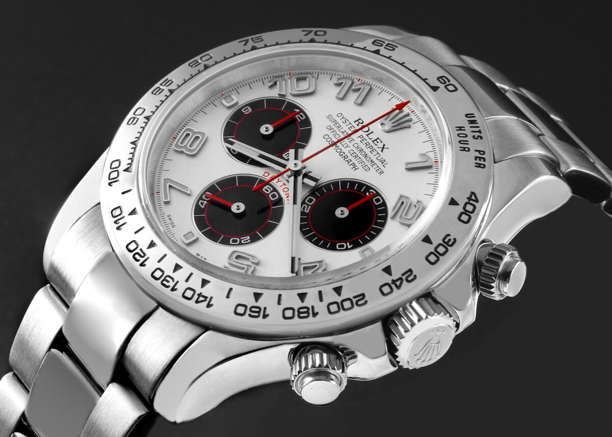 Rolex Daytona White Gold Silver Racing Dial Mens Watch 116509