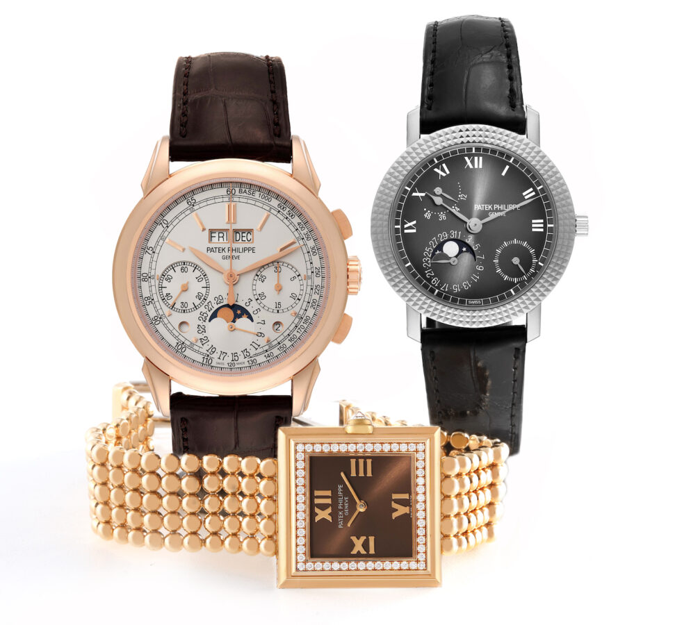 Patek Philippe Grand Complications Annual Calendar, Calatrava Cortina, and Gondolo Rose Gold