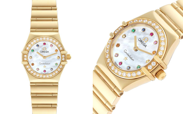 Omega Constellation Iris Yellow Gold Mother Of Pearl Multi Stone Diamond Ladies Watch 1164.79.00