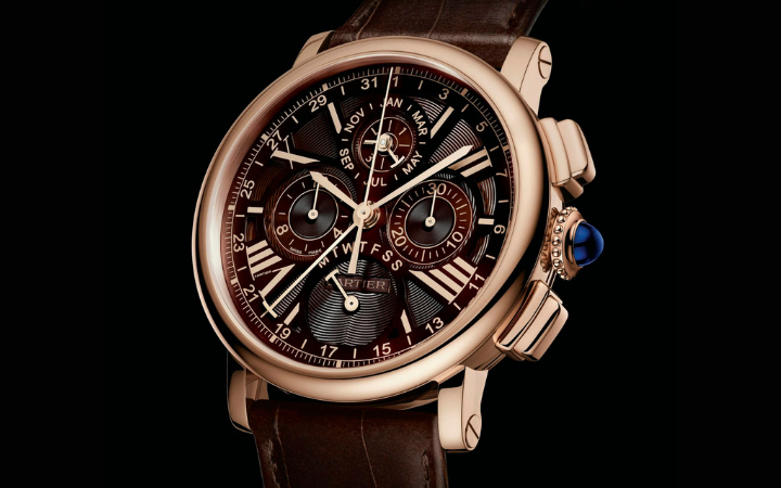 Cartier Rotonde Perpetual Calendar Chronograph Rose Gold Mens Watch W1556225