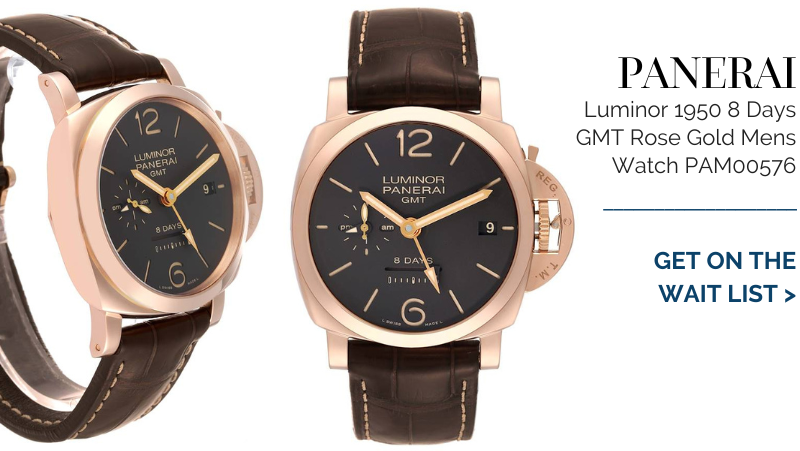 Panerai Luminor 1950 8 Days GMT Rose Gold Mens Watch PAM00576