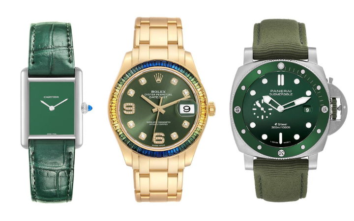 Green Dial Watches for Every Occasion - Rolex Pearmaster, Cartier Tank Must, Panerai Luminor Submersible