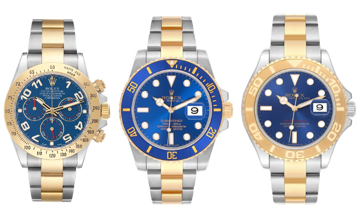 Rolex Two Tone Blue Dial Sport Watches - Daytona, Submariner, Yacht-Master